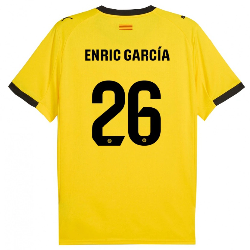 Danxen Dames Enric García #26 Geel Zwart Uitshirt Uittenue 2025/26 T-Shirt