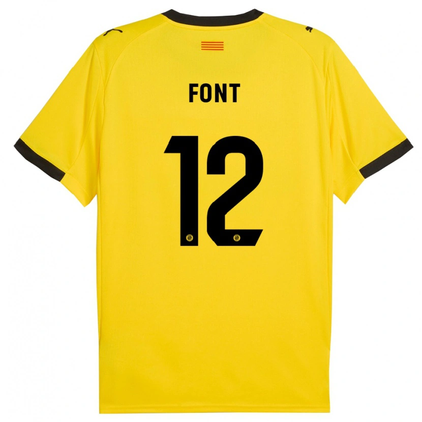 Danxen Dames Jordi Font #12 Geel Zwart Uitshirt Uittenue 2025/26 T-Shirt