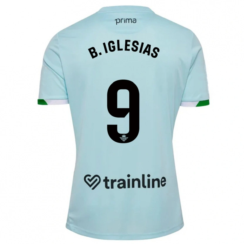 Danxen Dames Borja Iglesias #9 Hemelsblauw Groen Uitshirt Uittenue 2025/26 T-Shirt