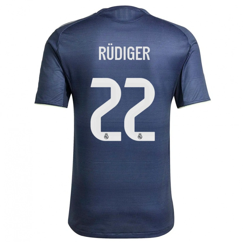 Danxen Dames Antonio Rüdiger #22 Marineblauw Zilver Uitshirt Uittenue 2025/26 T-Shirt