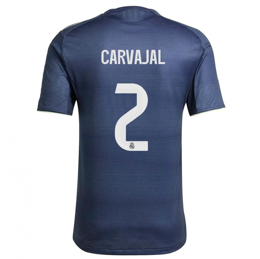 Danxen Dames Daniel Carvajal #2 Marineblauw Zilver Uitshirt Uittenue 2025/26 T-Shirt