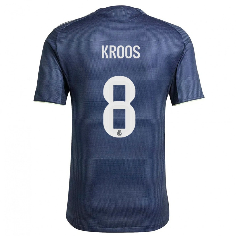 Danxen Dames Toni Kroos #8 Marineblauw Zilver Uitshirt Uittenue 2025/26 T-Shirt
