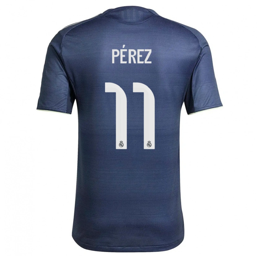Danxen Dames Adrián Pérez #11 Marineblauw Zilver Uitshirt Uittenue 2025/26 T-Shirt