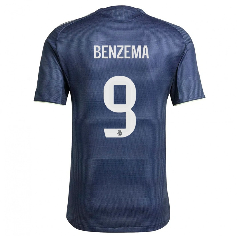Danxen Dames Karim Benzema #9 Marineblauw Zilver Uitshirt Uittenue 2025/26 T-Shirt