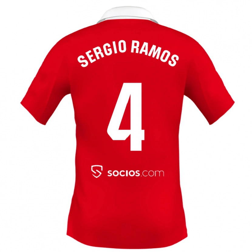 Danxen Dames Sergio Ramos #4 Rood Wit Grijs Uitshirt Uittenue 2025/26 T-Shirt