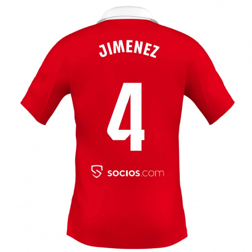 Danxen Dames Diego Jiménez #4 Rood Wit Grijs Uitshirt Uittenue 2025/26 T-Shirt