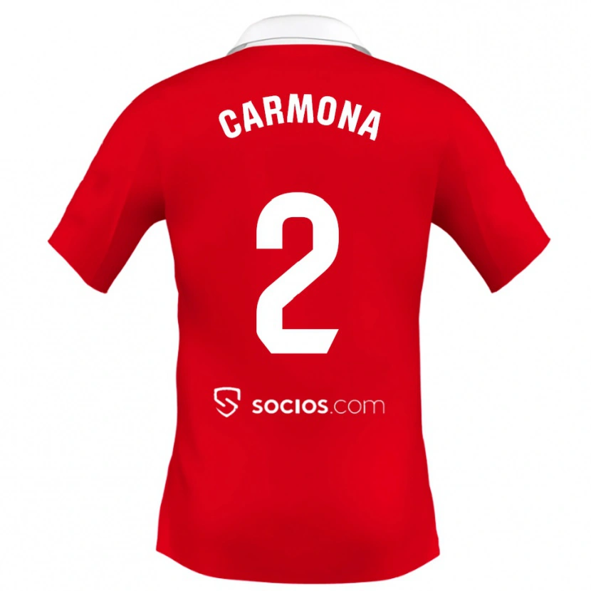 Danxen Dames José Ángel Carmona #2 Rood Wit Grijs Uitshirt Uittenue 2025/26 T-Shirt