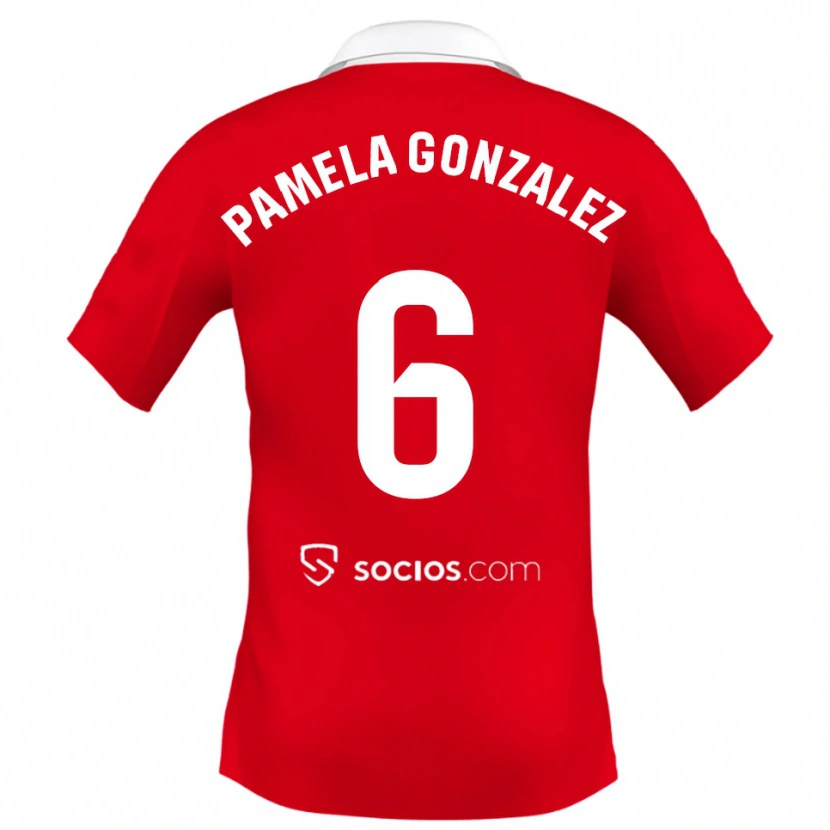 Danxen Dames Cinthia Pamela González Medina #6 Rood Wit Grijs Uitshirt Uittenue 2025/26 T-Shirt