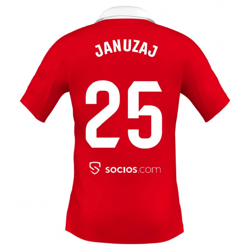 Danxen Dames Adnan Januzaj #25 Rood Wit Grijs Uitshirt Uittenue 2025/26 T-Shirt