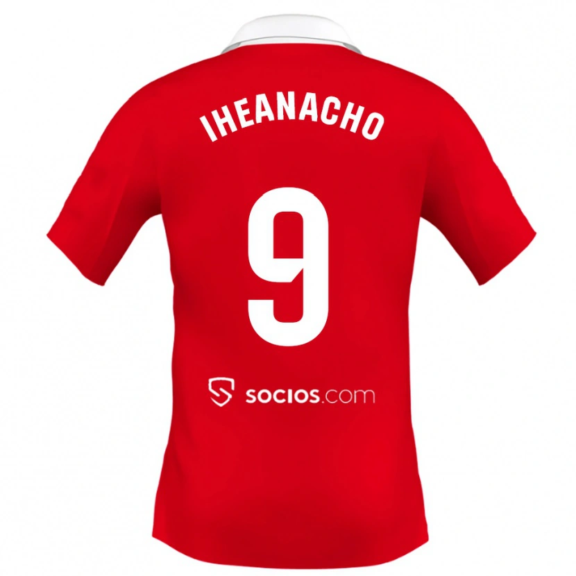 Danxen Dames Kelechi Iheanacho #9 Rood Wit Grijs Uitshirt Uittenue 2025/26 T-Shirt