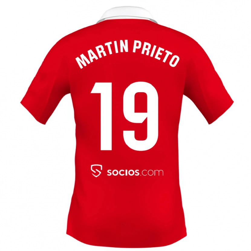 Danxen Dames Cristina Martín-Prieto Gutiérrez #19 Rood Wit Grijs Uitshirt Uittenue 2025/26 T-Shirt