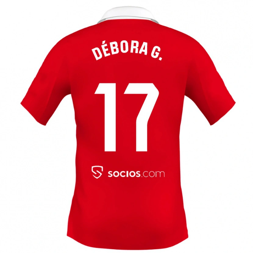 Danxen Dames Débora García Mateo #17 Rood Wit Grijs Uitshirt Uittenue 2025/26 T-Shirt