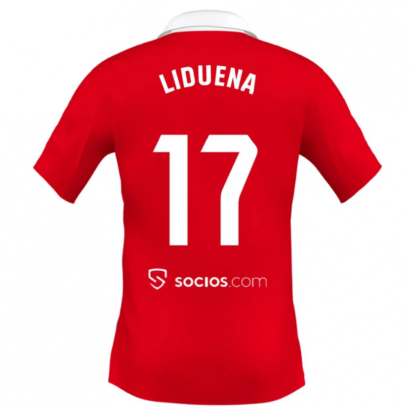 Danxen Dames Daniel Lidueña #17 Rood Wit Grijs Uitshirt Uittenue 2025/26 T-Shirt
