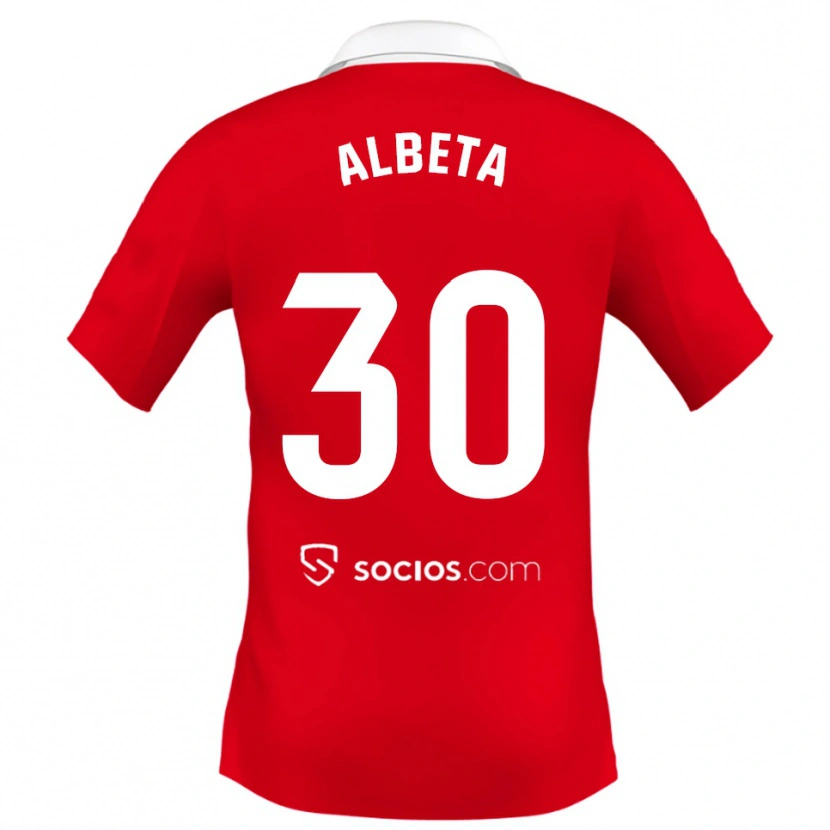 Danxen Dames Alba María López Montiel #30 Rood Wit Grijs Uitshirt Uittenue 2025/26 T-Shirt