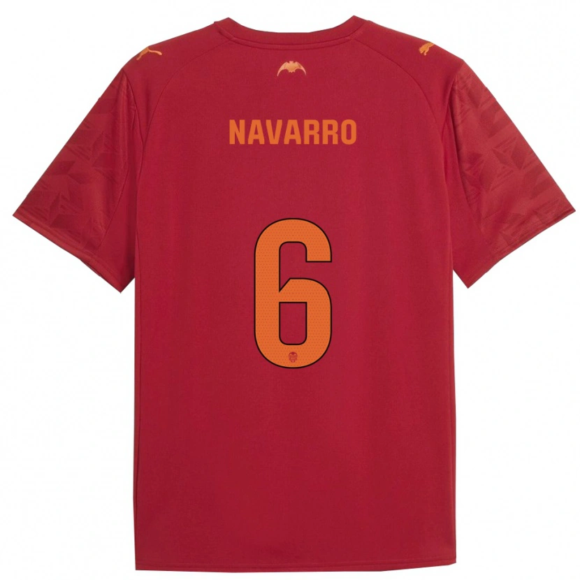 Danxen Dames Javi Navarro #6 Rood Oranje Uitshirt Uittenue 2025/26 T-Shirt