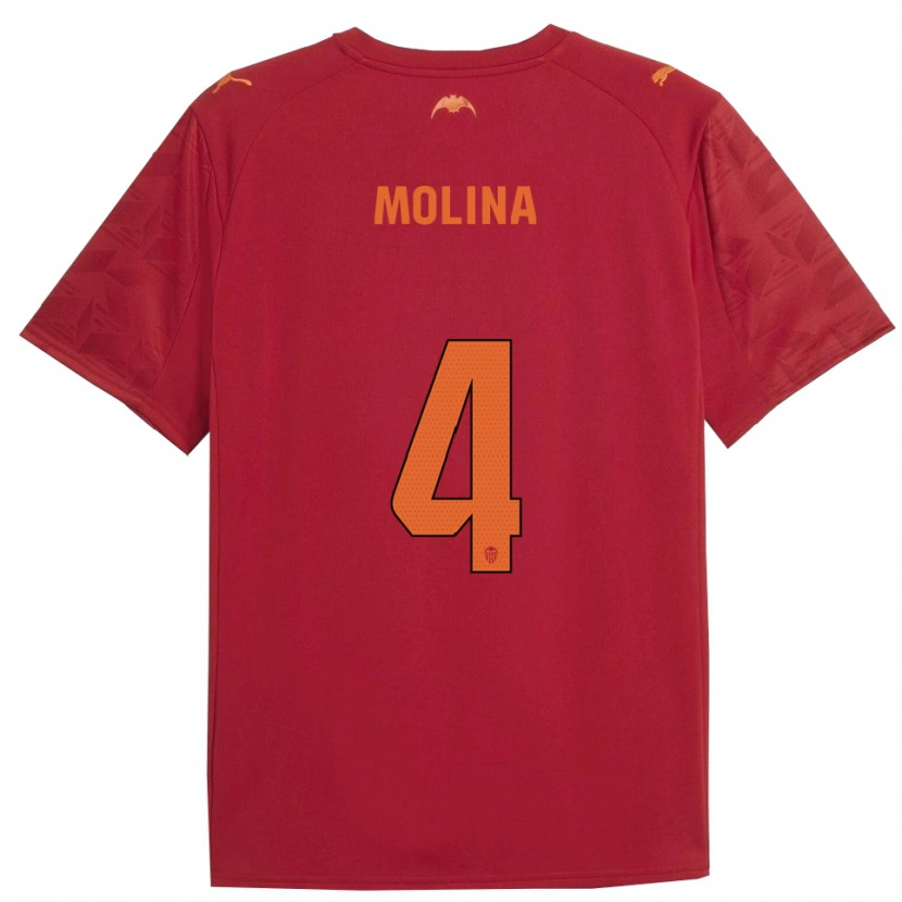 Danxen Dames María Molina #4 Rood Oranje Uitshirt Uittenue 2025/26 T-Shirt