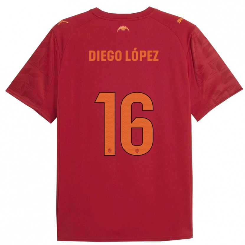 Danxen Dames Diego López #16 Rood Oranje Uitshirt Uittenue 2025/26 T-Shirt