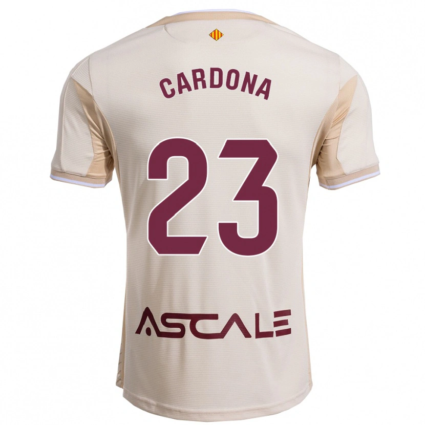 Danxen Dames Sergi Cardona #23 Gebroken Wit Bordeau Uitshirt Uittenue 2025/26 T-Shirt