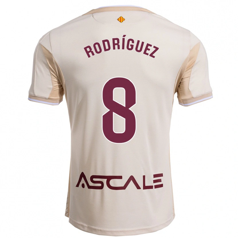 Danxen Dames Unai Rodríguez #8 Gebroken Wit Bordeau Uitshirt Uittenue 2025/26 T-Shirt