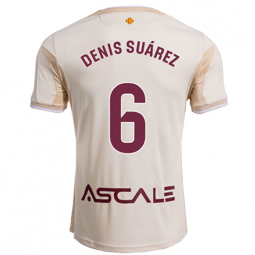Danxen Dames Denis Suárez #6 Gebroken Wit Bordeau Uitshirt Uittenue 2025/26 T-Shirt