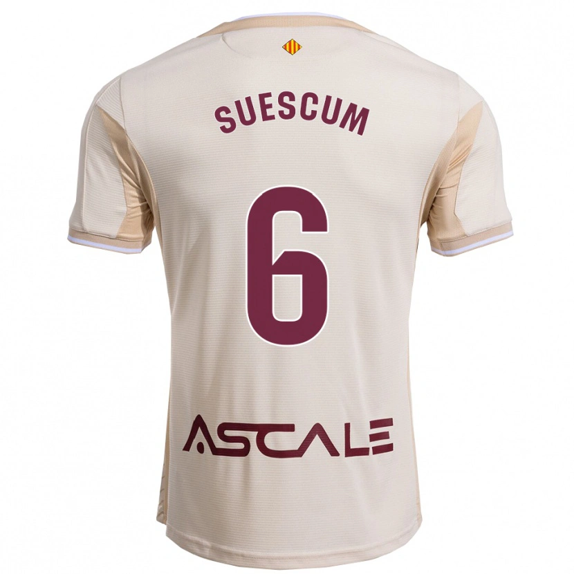 Danxen Dames Hugo Suescum #6 Gebroken Wit Bordeau Uitshirt Uittenue 2025/26 T-Shirt