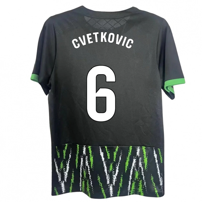 Danxen Dames Novak Cvetkovic #6 Zwart Groen Uitshirt Uittenue 2025/26 T-Shirt