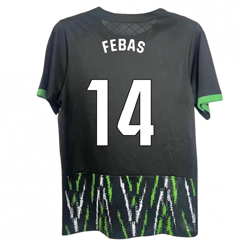 Danxen Dames Aleix Febas #14 Zwart Groen Uitshirt Uittenue 2025/26 T-Shirt