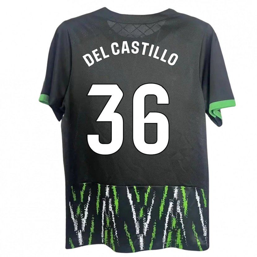 Danxen Dames Gonzalo Del Castillo #36 Zwart Groen Uitshirt Uittenue 2025/26 T-Shirt