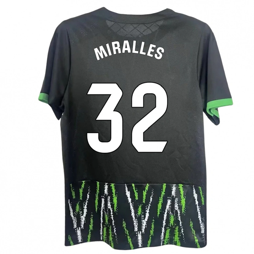 Danxen Dames Álvaro Miralles #32 Zwart Groen Uitshirt Uittenue 2025/26 T-Shirt