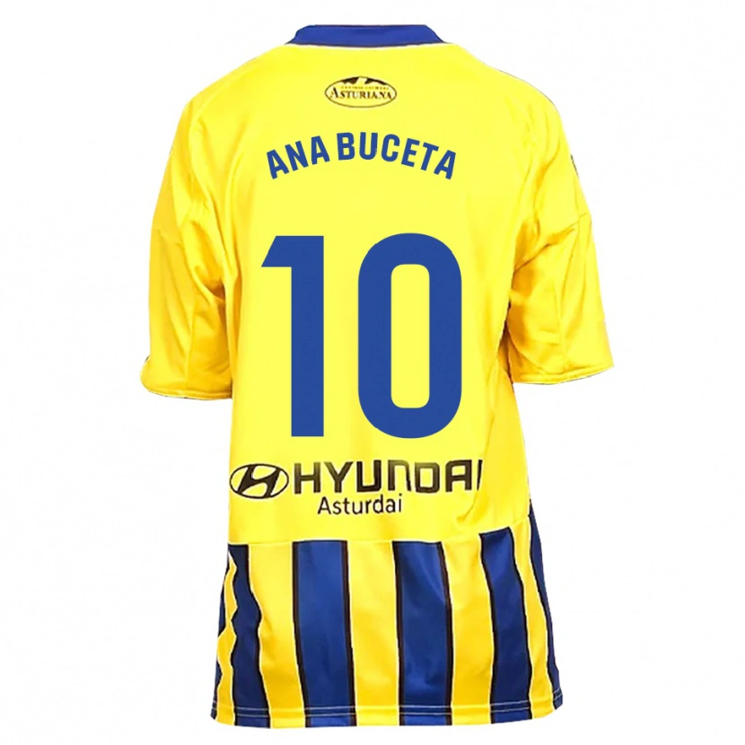 Danxen Dames Ana Buceta #10 Geel Blauw Uitshirt Uittenue 2025/26 T-Shirt
