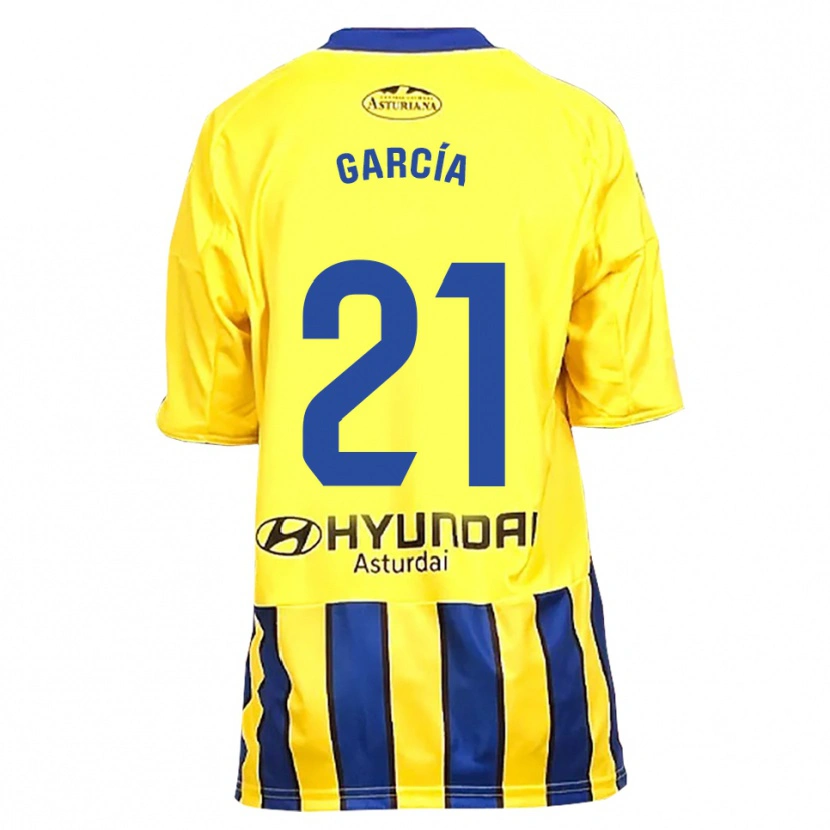 Danxen Dames Pelayo García #21 Geel Blauw Uitshirt Uittenue 2025/26 T-Shirt