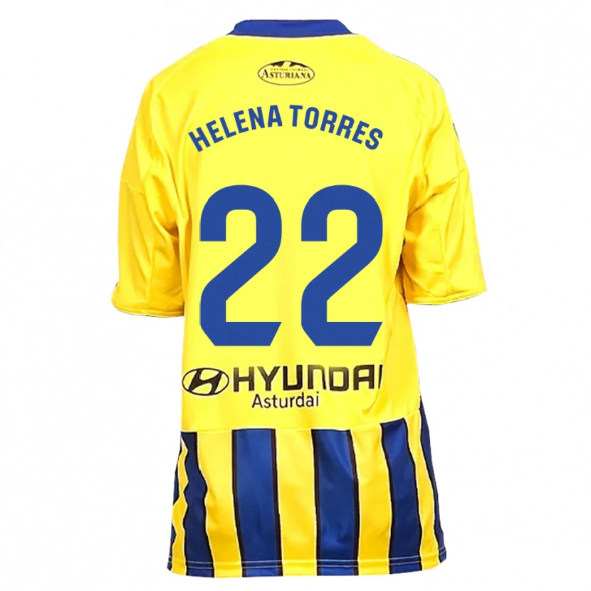 Danxen Dames Helena Torres Maiquez #22 Geel Blauw Uitshirt Uittenue 2025/26 T-Shirt