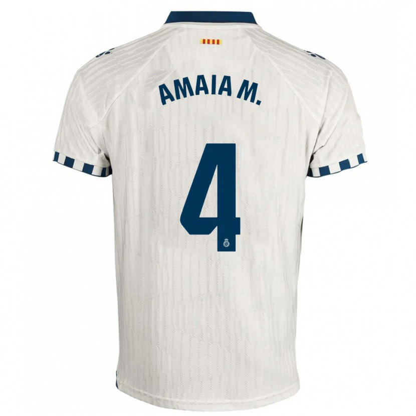 Danxen Dames Amaia Martínez De La Peña #4 Wit Blauw Uitshirt Uittenue 2025/26 T-Shirt