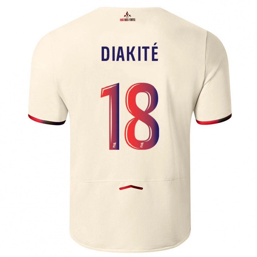 Danxen Dames Bafodé Diakité #18 Gebroken Wit Rood Uitshirt Uittenue 2025/26 T-Shirt