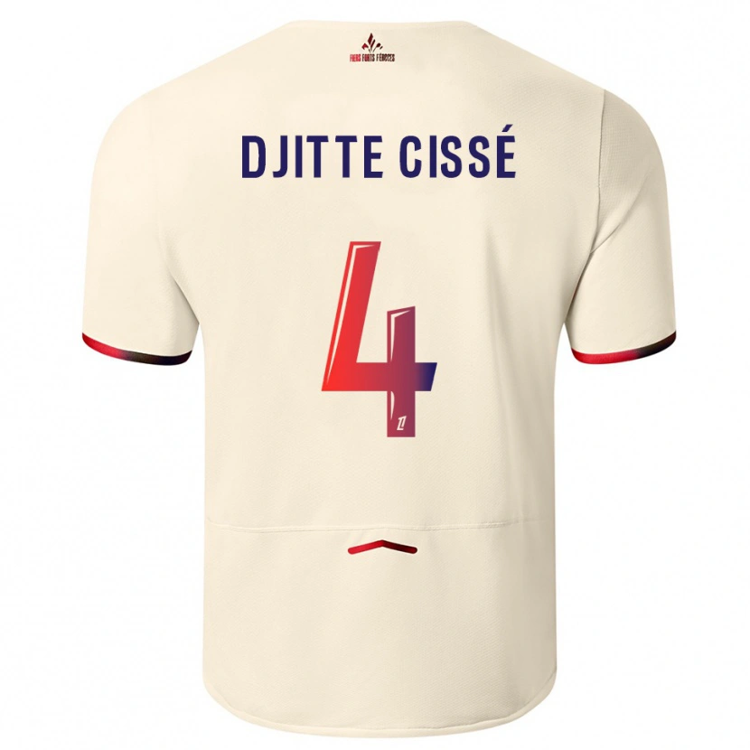 Danxen Dames Babacar Djitte Cissé #4 Gebroken Wit Rood Uitshirt Uittenue 2025/26 T-Shirt