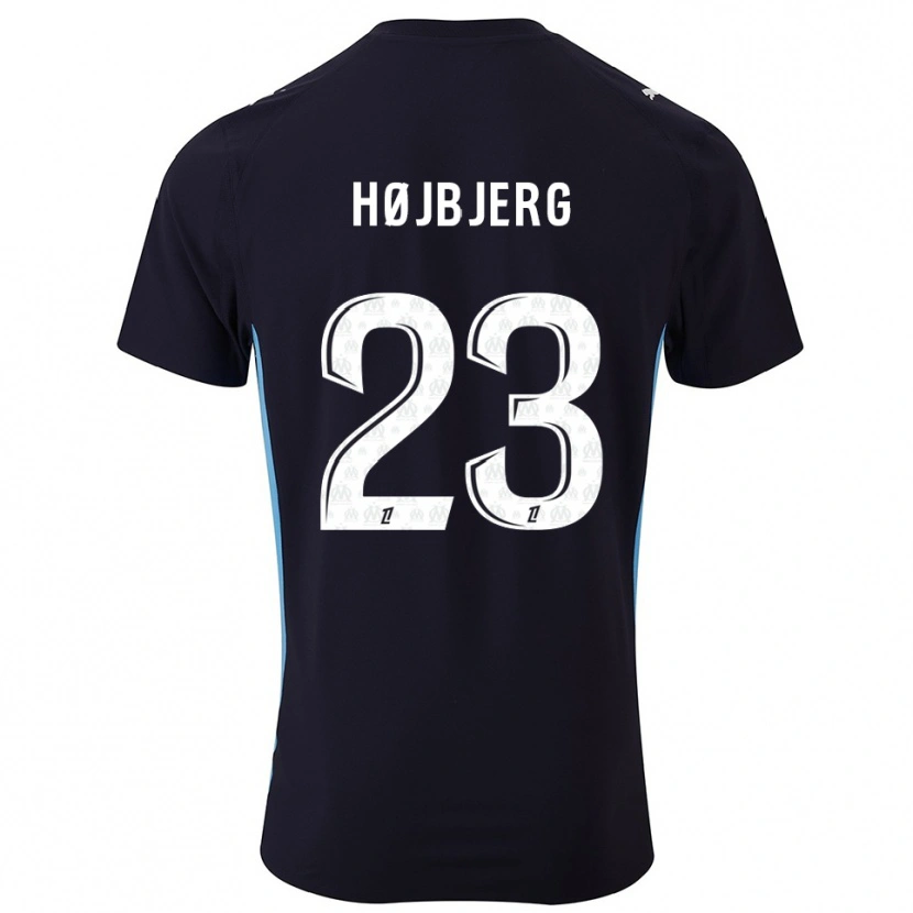 Danxen Dames Pierre-Emile Højbjerg #23 Zwart Hemelsblauw Uitshirt Uittenue 2025/26 T-Shirt