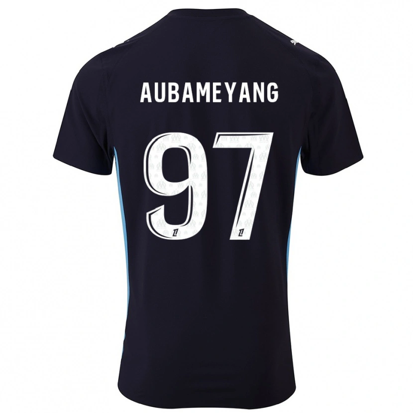 Danxen Dames Pierre-Emerick Aubameyang #97 Zwart Hemelsblauw Uitshirt Uittenue 2025/26 T-Shirt