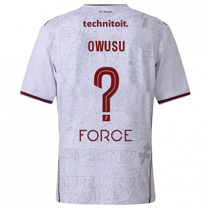 Danxen Dames Ryan Owusu #0 Wit Bordeaux Uitshirt Uittenue 2025/26 T-Shirt