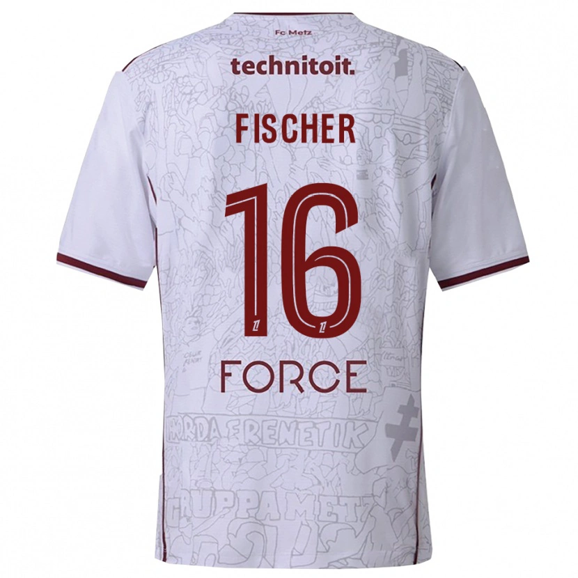 Danxen Dames Jonathan Fischer #16 Wit Bordeaux Uitshirt Uittenue 2025/26 T-Shirt