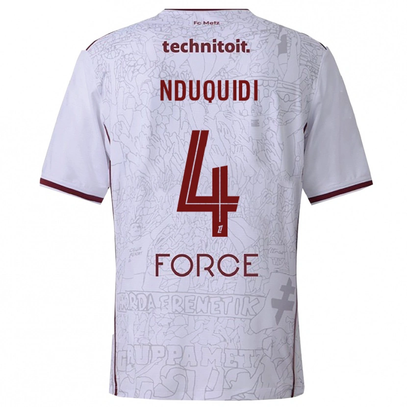 Danxen Dames Benjamin Nduquidi #4 Wit Bordeaux Uitshirt Uittenue 2025/26 T-Shirt