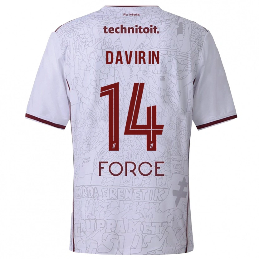 Danxen Dames Pierre-Alexandre Davirin #14 Wit Bordeaux Uitshirt Uittenue 2025/26 T-Shirt