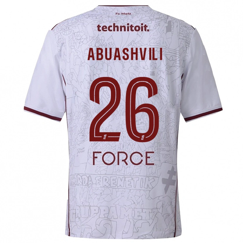 Danxen Dames Giorgi Abuashvili #26 Wit Bordeaux Uitshirt Uittenue 2025/26 T-Shirt