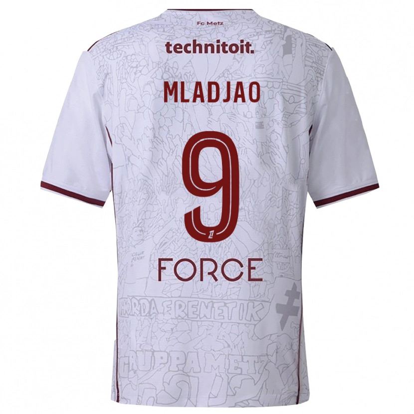 Danxen Dames Yaniss Mladjao #9 Wit Bordeaux Uitshirt Uittenue 2025/26 T-Shirt