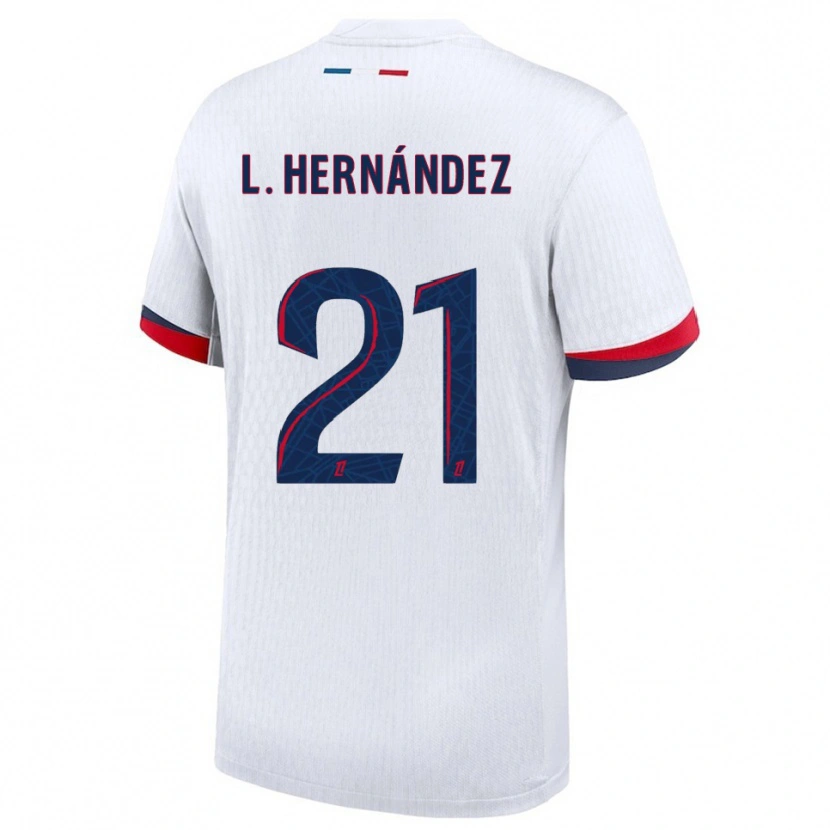 Danxen Dames Lucas Hernández #21 Wit Rood Uitshirt Uittenue 2025/26 T-Shirt