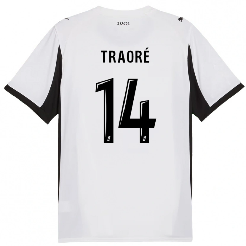 Danxen Dames Erwan Traoré #14 Wit Zwart Uitshirt Uittenue 2025/26 T-Shirt