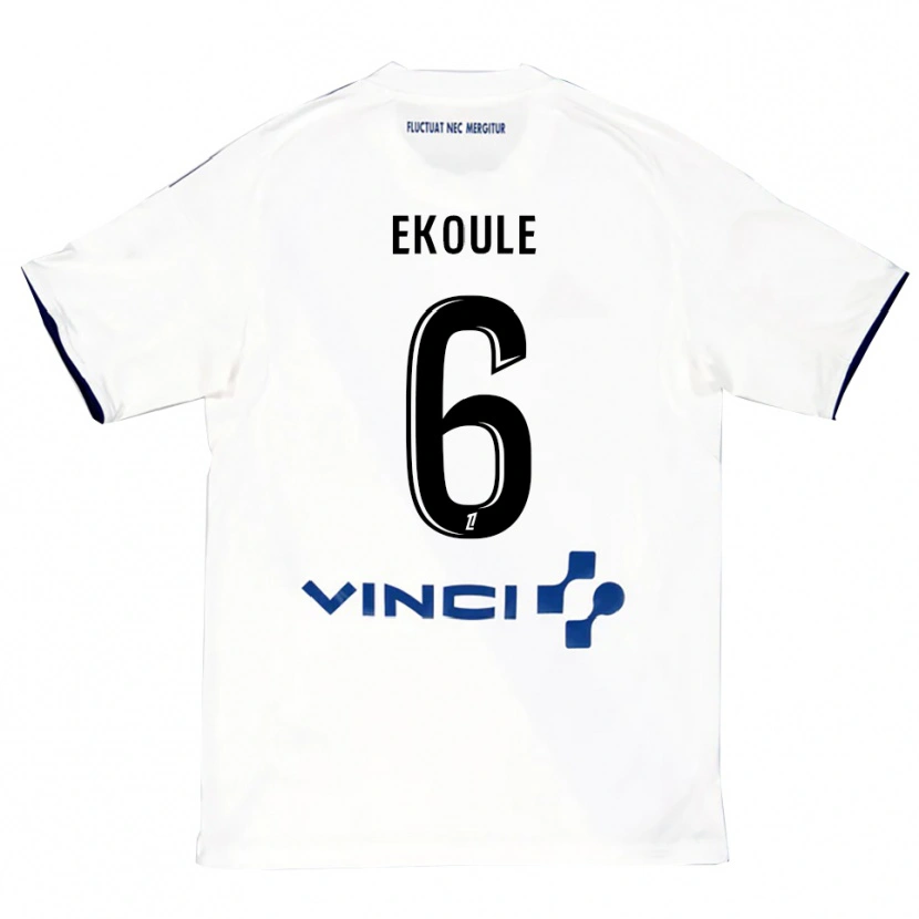 Danxen Dames Lionel Ekoule #6 Wit Blauw Uitshirt Uittenue 2025/26 T-Shirt