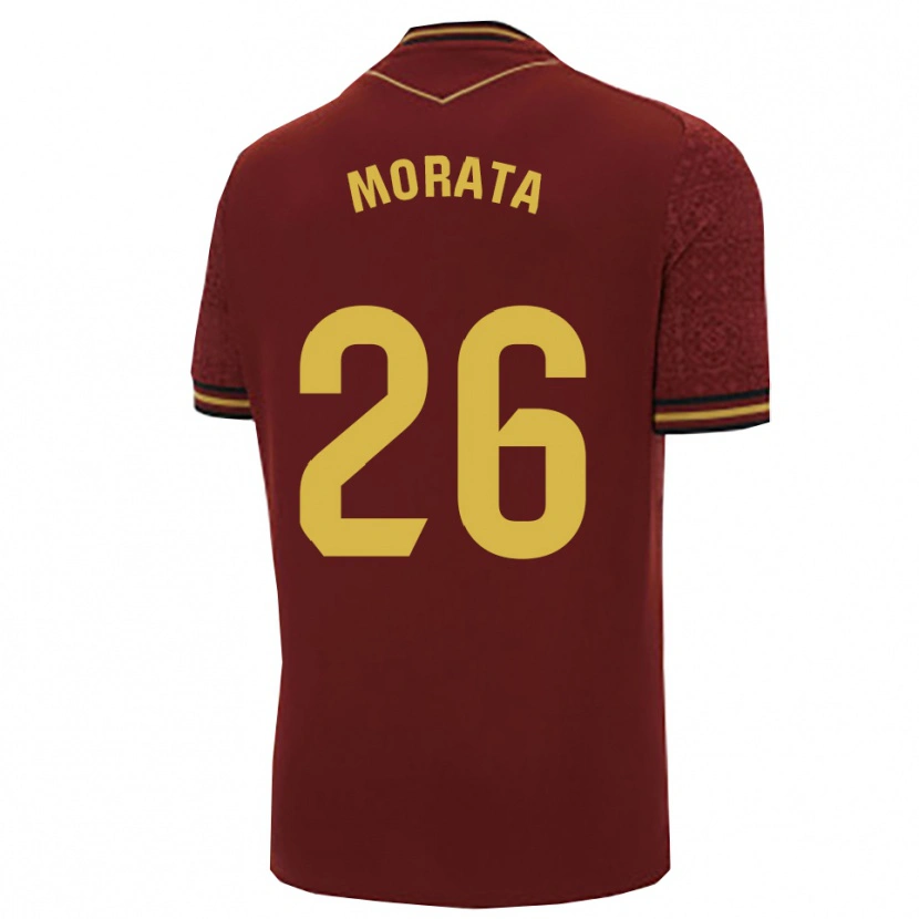 Danxen Dames Álex Morata #26 Bordeaux Goud Uitshirt Uittenue 2025/26 T-Shirt
