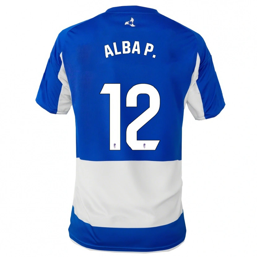 Danxen Dames Alba Pérez Manrique #12 Blauw Wit Uitshirt Uittenue 2025/26 T-Shirt