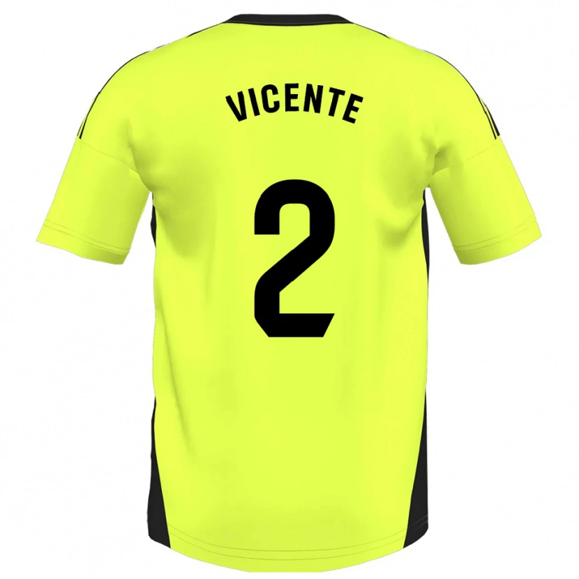 Danxen Dames David Vicente #2 Fluorescerend Geel Uitshirt Uittenue 2025/26 T-Shirt