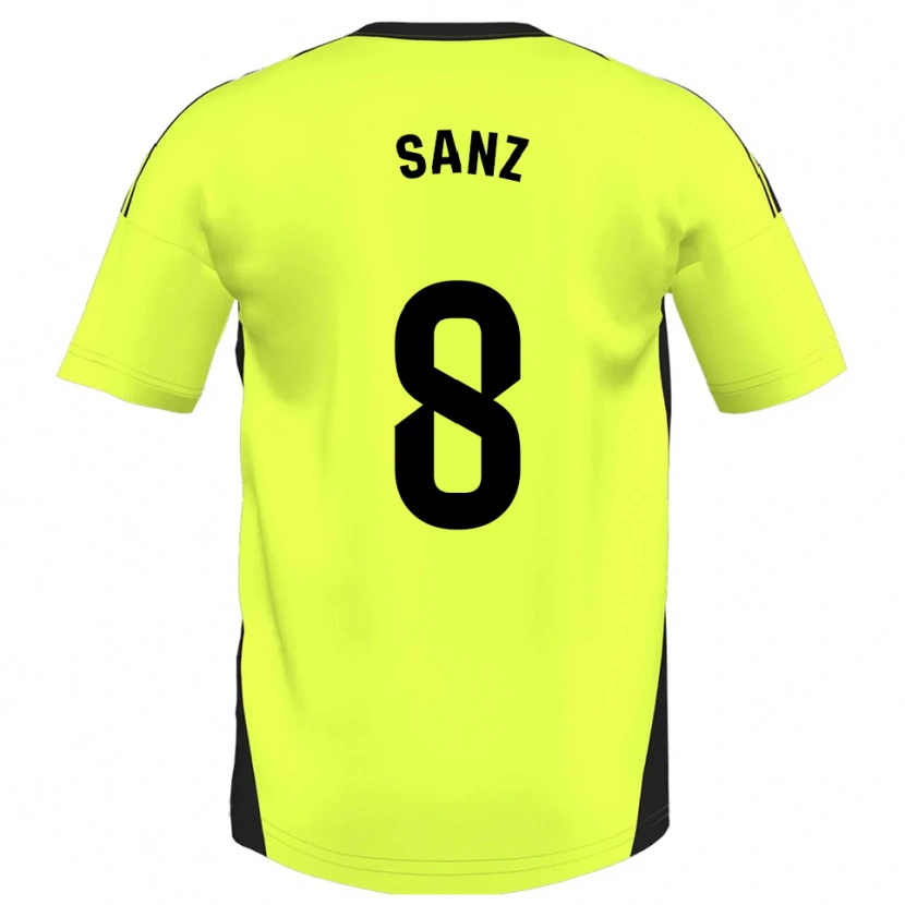 Danxen Dames Álvaro Sanz #8 Fluorescerend Geel Uitshirt Uittenue 2025/26 T-Shirt